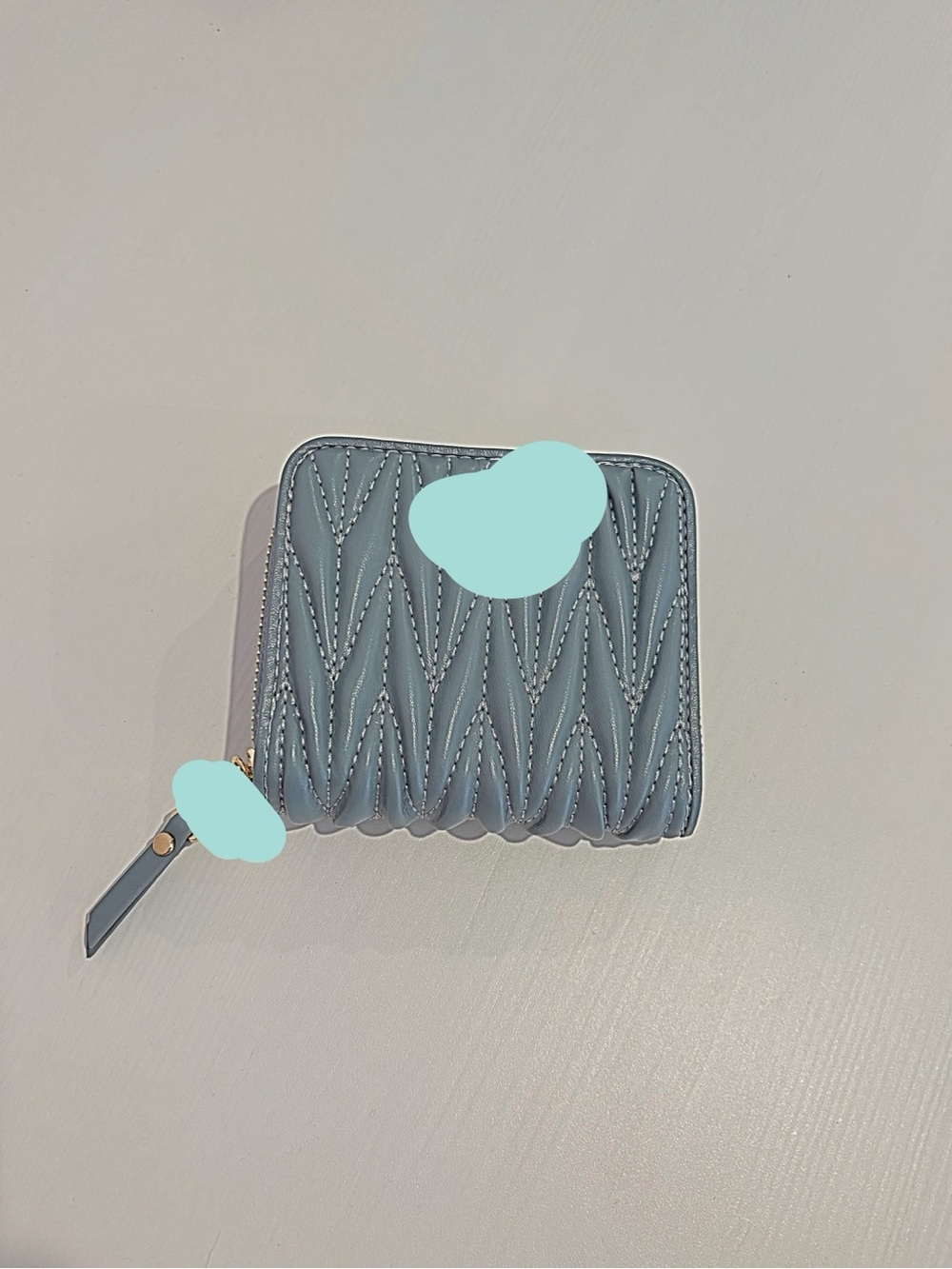Quilted Zip-Around Compact Wallet - Blue